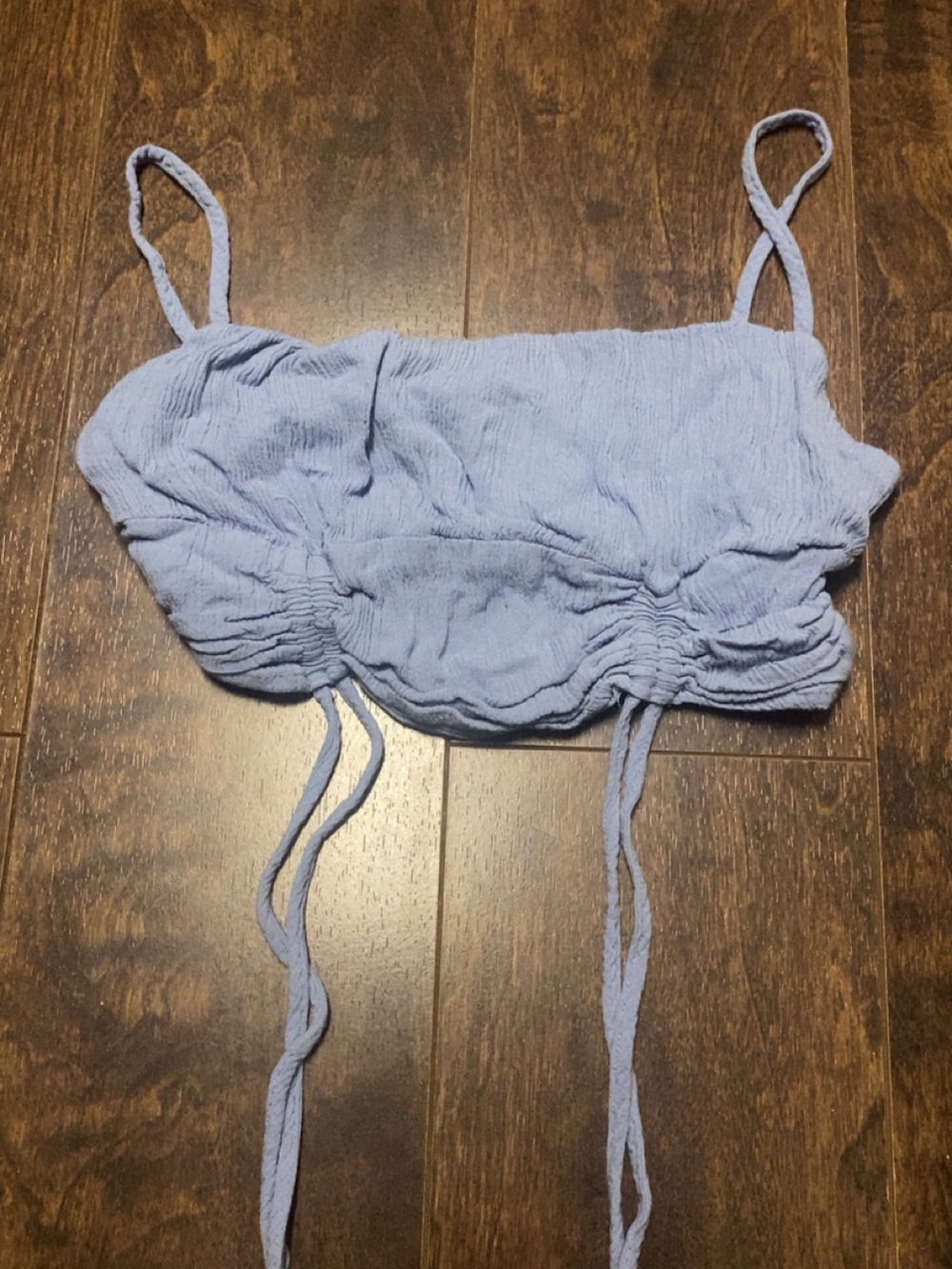 Garage Light Blue Ruched Crop Cami Top